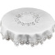 Obrus kruhový v bielej farbe s čipkovaným lemom