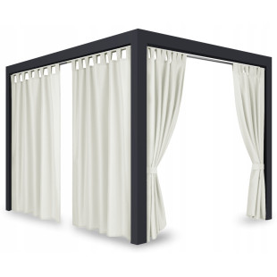 Záves so zavesením na pásky nepremokavý na terasu/altánok v krémovej farbe so stuhou na uviazanie